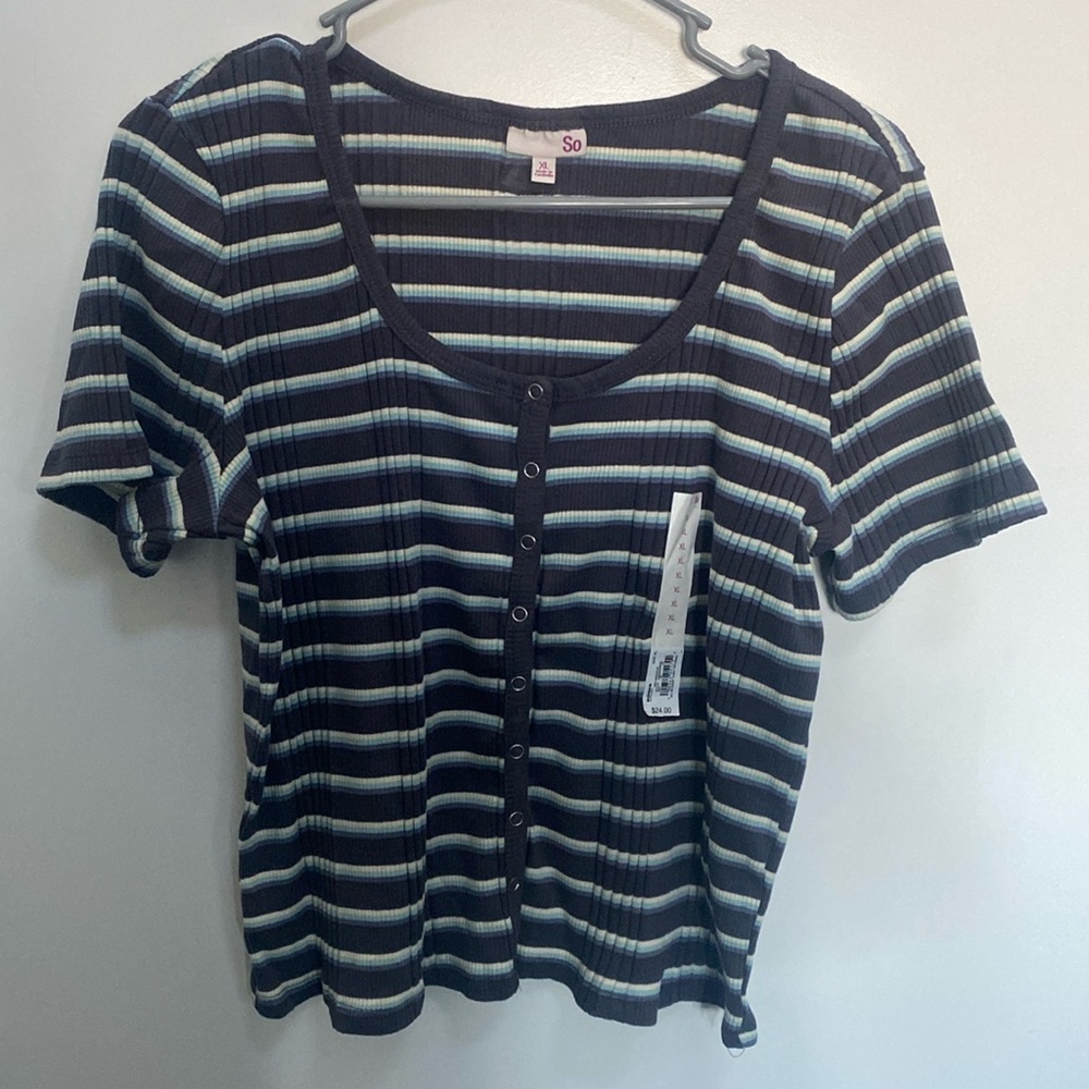 Crop top striped So Brand snap through tee